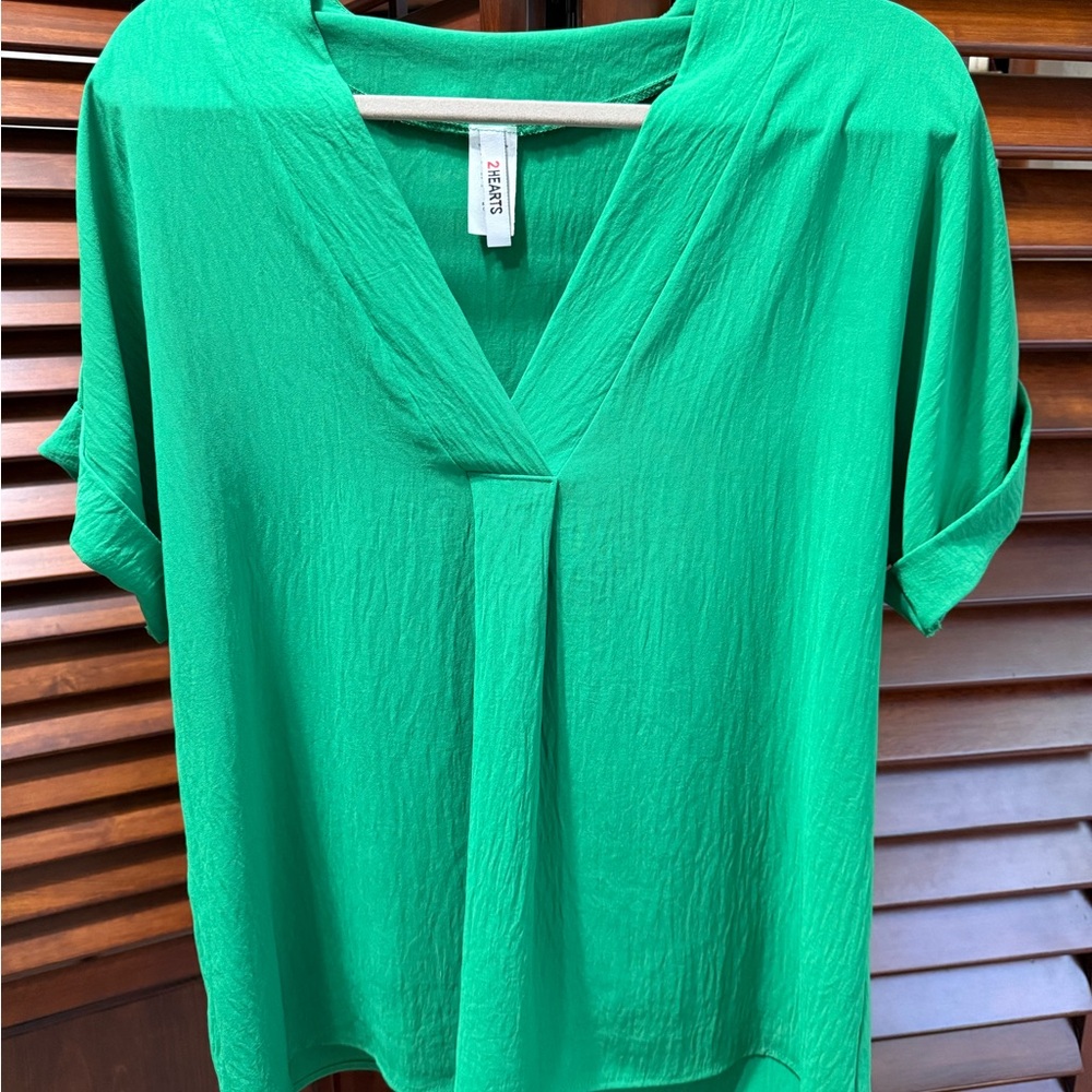 Green Women's Short Sleeve Top